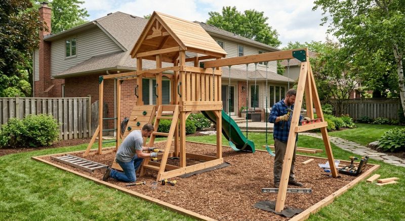 Wooden Playset Installation in Kansas City, KS