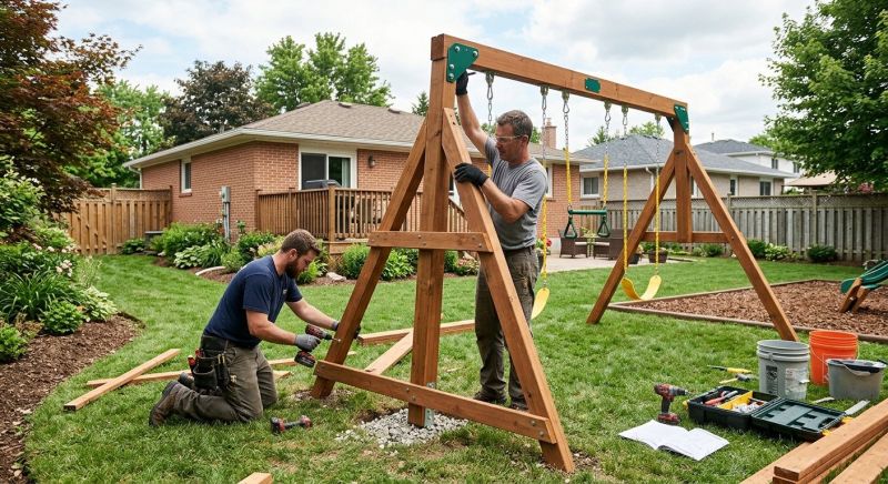 Wooden Swing Set Installation in Kansas City, KS